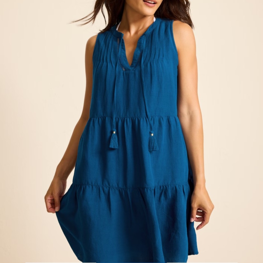 TOMMY BAHAMA St. Lucia Linen-Blend Tiered Coverup Dress